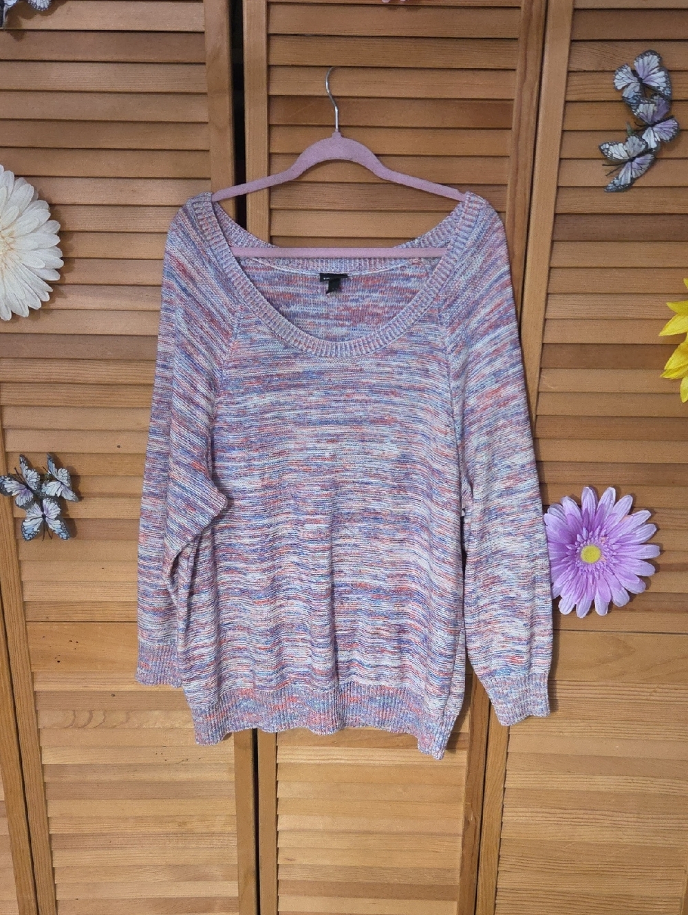 Torrid Pastel Marled Scoop Neck Sweater in Pink, Blue, Purple, Cream